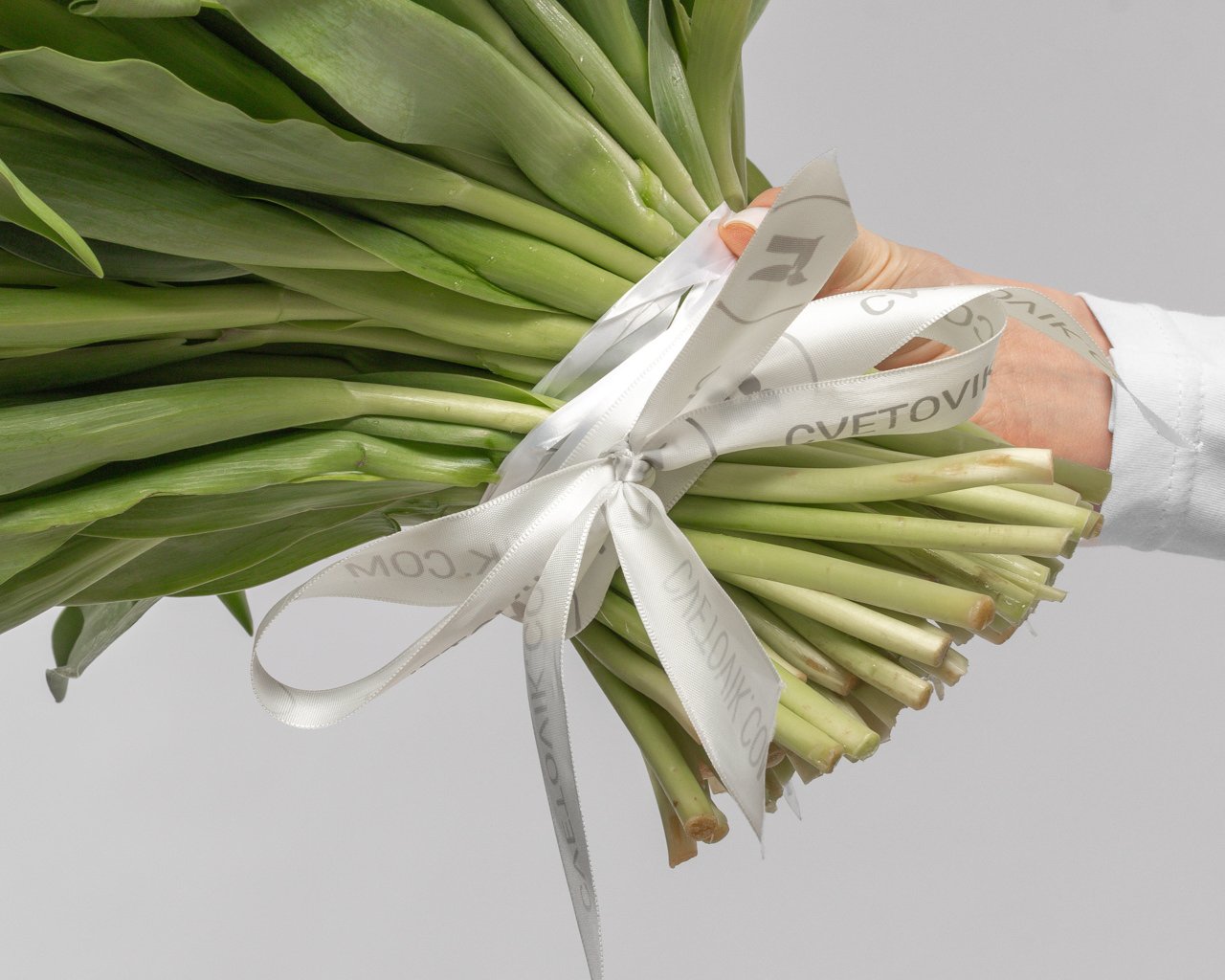 Букет из 101 тюльпана пионовидного микс под ленту - 4