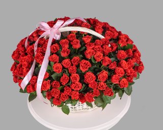 Корзина цветов из 201 розы 40-50 см (Россия)  small - 3