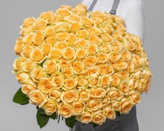 Букет из 101 кремовой розы 50-60 см (Россия)  small - 2
