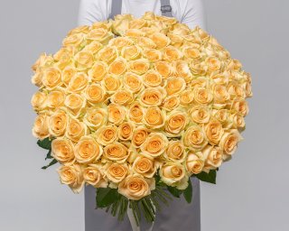 Букет из 101 кремовой розы 50-60 см (Россия)  small - 3