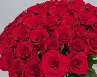 Букет из 35 красных роз 50-60 см (Россия) под ленту  small - 4