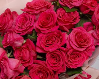 Букет из 25 малиновой розы 40-50 см (Эквадор) в упаковке  small - 4