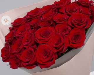 Букет из 25 красных роз премиум 60-70 см (Эквадор) в стильной упаковке  small - 4