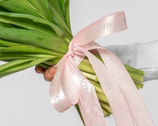 Букет из 35 тюльпанов стандарт яркий микс под ленту  small - 4