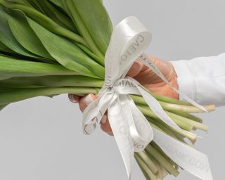 Букет из 35 тюльпанов пионовидных микс под ленту  small - 4