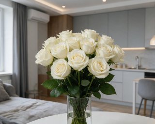 Пачка из 15 белых роз (Россия) 40 см small - 4