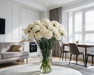 Пачка из 25 белых гвоздик  small - 4