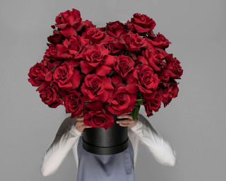 Букет в шляпной коробке Французский поцелуй  small - 1