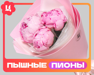 Букет из 3 розовых пионов (Премиум) в упаковке  small - 1