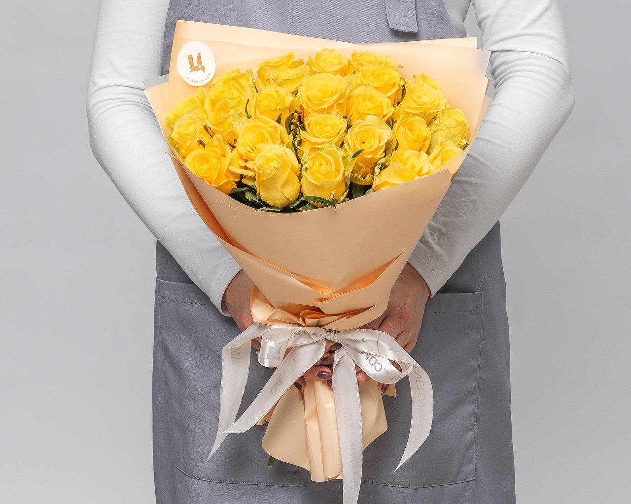 Букет из желтых роз 35-40 см (Россия) в упаковке    25 шт - 3